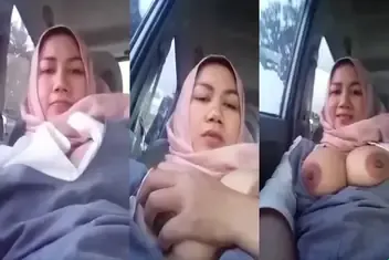 Tante Jilbab Pamer Toket Gede Naik Mobil Sampe Basah Lumer